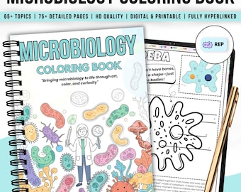 Microbiology Coloring Book, Nursing School Resource, Nursing Student Printable Study Guide, Microbiology Diagrams, Instant Download