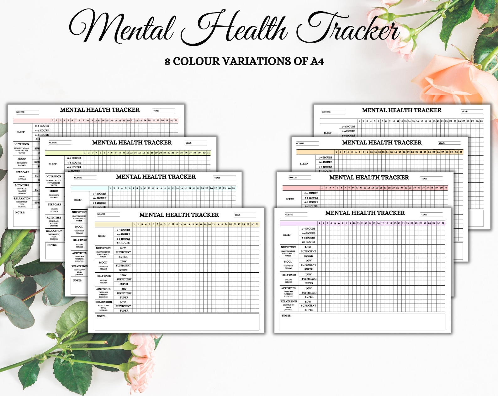 Mental Health Tracker | Printable Tracker | Tracker Template | Digital ...