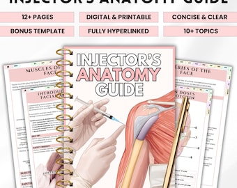 Aesthetic Nurse Injector Anatomy Guide | Facial Anatomy For Injectors | Facial Muscles Anatomy Diagram | Bonus Log Sheet Included