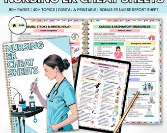 Aide-mémoire sur les soins infirmiers à l'urgence avec liens hypertexte complets, plus de 40 sujets, couvertures en prime incluses, guide d'étude à l'urgence, ressources pour les soins infirmiers à l'urgence, outil d'étude à l'urgence