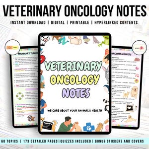 Veterinary Oncology Notes Hyperlinked Bundle, UPDATED 2026-27, Bonus Stickers Quizzes and Covers, Veterinary Education, Veterinary Medicine