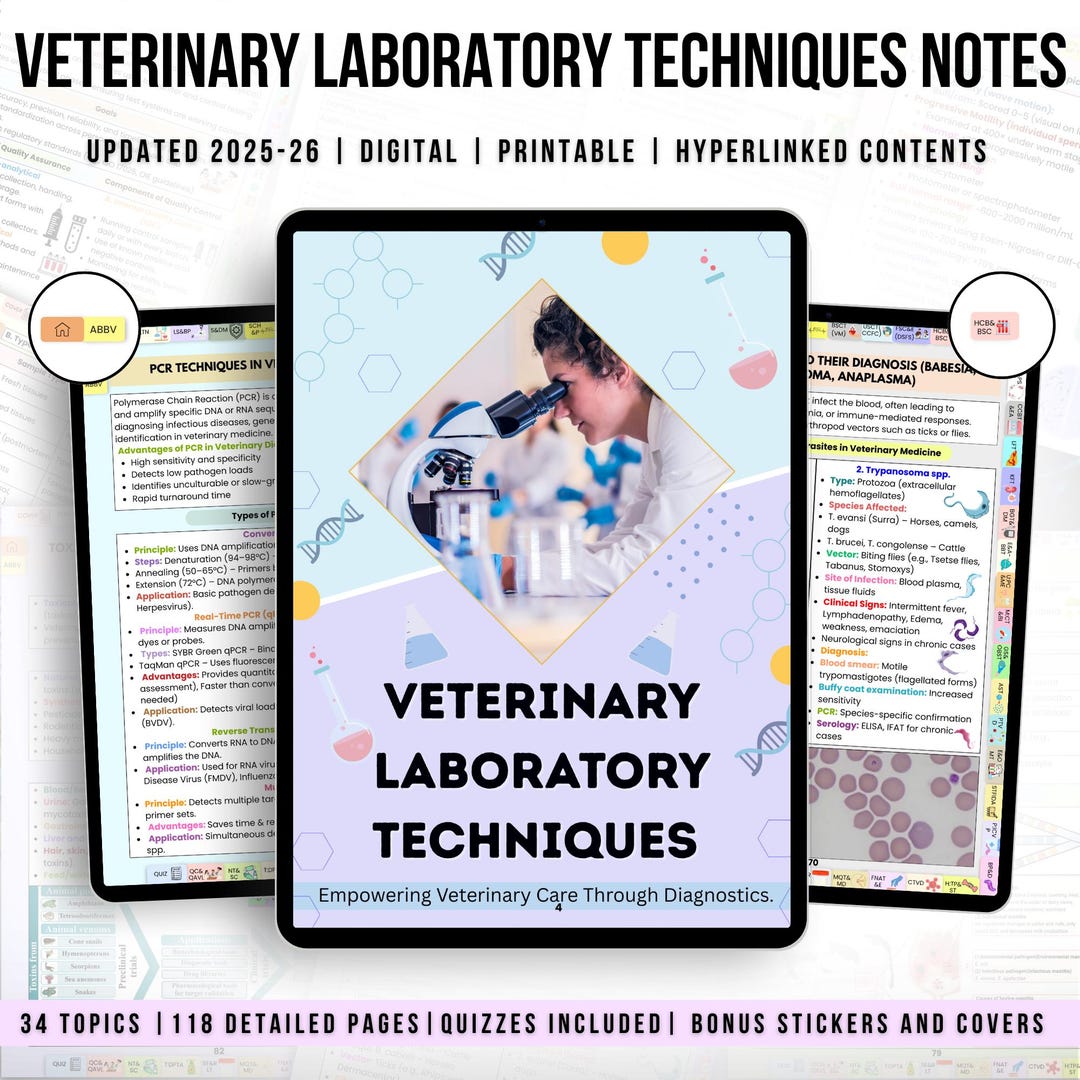 Veterinary Laboratory Techniques Notes 34 Topics Included, Lab ...