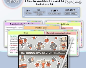 Reproductive System Flashcards Fully Hyperlinked | Human Anatomy | Free Cover Pages | Female Reproductive | Instant Download | Nursing Notes