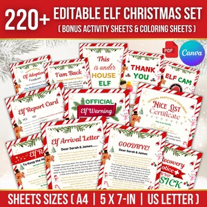 Paquete de más de 220 cartas editables para elfos, carta de llegada para elfos, carta de Navidad para elfos, carta para elfos imprimible, despedida para elfos, kit editable para elfos