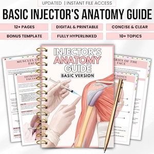 Aesthetic Nurse Injector Anatomy Guide | Facial Anatomy For Injectors | Facial Muscles Anatomy Diagram | Bonus Log Sheet Included