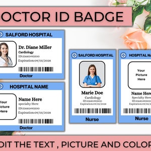 Arzt Ausweis | Bearbeitbare Krankenhauspersonal ID | Doktor-Abzeichen | Sofortdownload | Doktor Namensschilder | Doktor Abzeichen Reel | Krankenschwester Ausweis