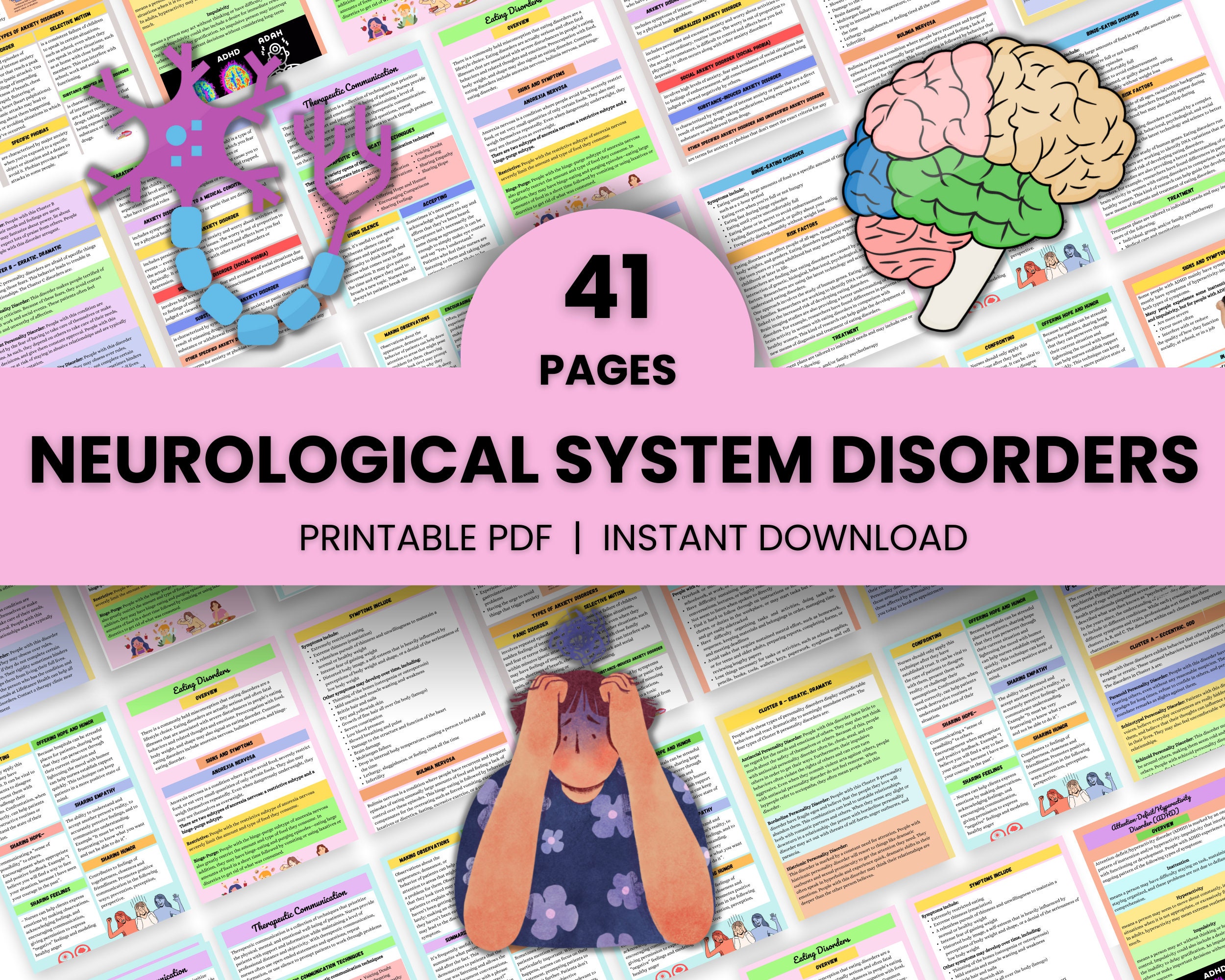 Neurological System | Neuro Bundle Notes | Med Surg Notes | Pritnable ...