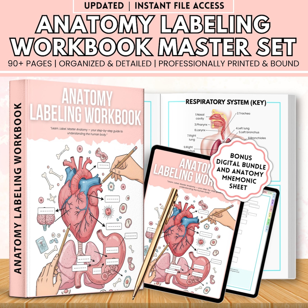 Anatomy Labeling Workbook Physical Book | Human Body Systems Study ...