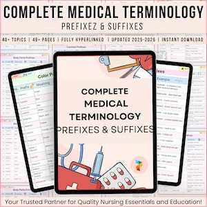 Complete Medical Terminology Prefixes & Suffixes, Basic Medical Terminology, Paramedic Study Guide, Medical Abbreviations, Medical Suffixes