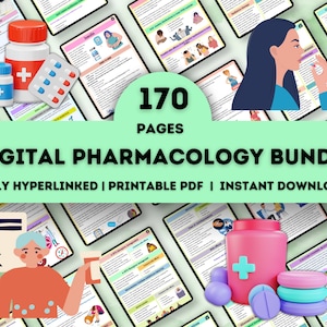 Pharmacology Bundle 170 Pages | Fully Hyperlinked & Printable PDF | Nursing School Notes | Nurse Report Sheet | Medication Guide