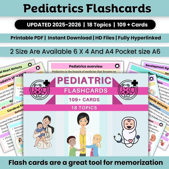Pediatrics Flashcards 109+Cards Pages | Pediatrics Note | Nursing Student Study Guide PDF | Nursing Notes | Pediatrics Nursing Flashcard