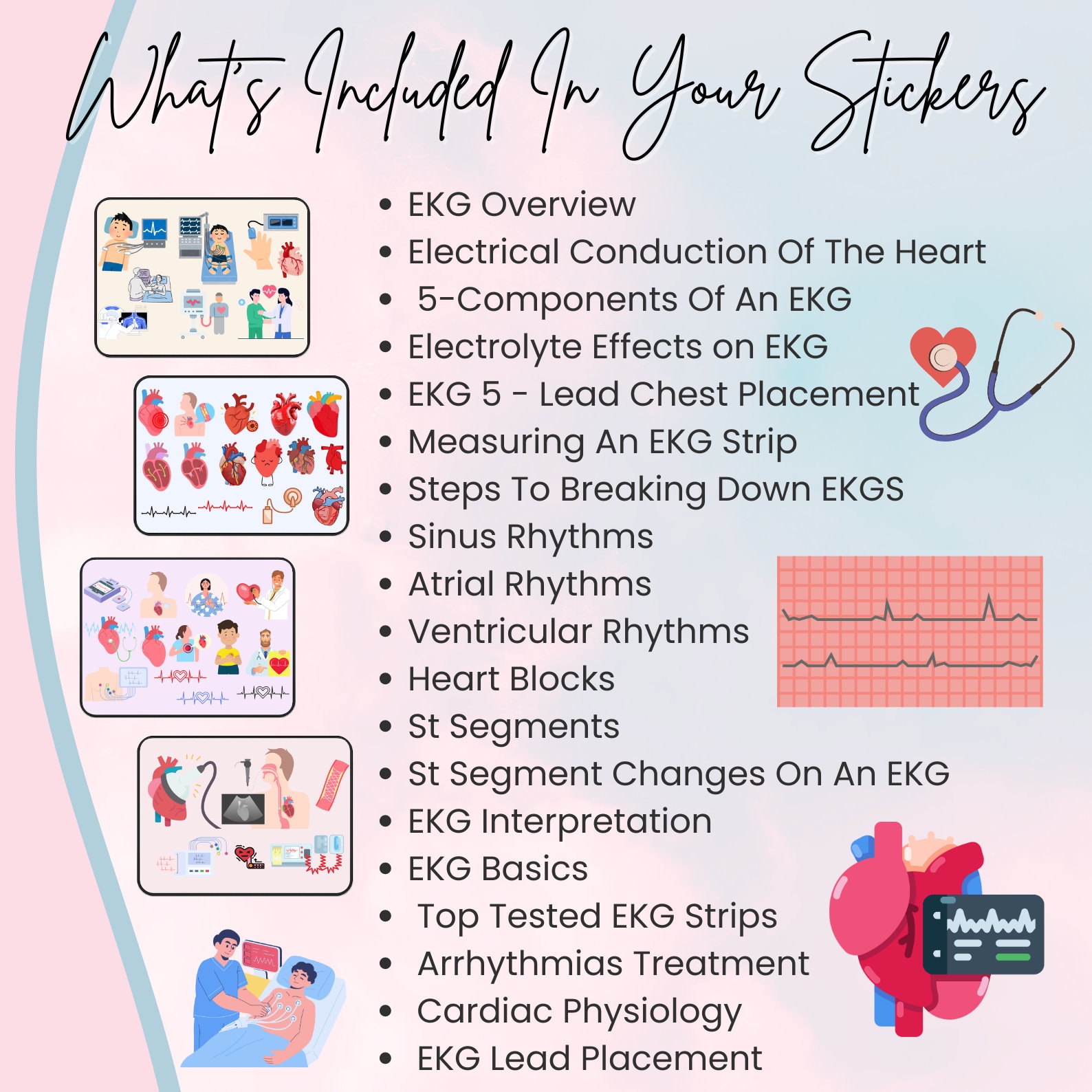 Cardiac Pacemaker Sticker EKG Stickers 320+ Transparent Back Ground | Pre-cropped | Cardiac | Ekg ...