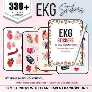 EKG Stickers 320+ transparent back Ground | Pre-cropped | Cardiac | Ekg Rhythms | Electrocardiogram Stickers | Free Digital Paper | HD PGN