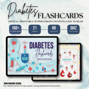 Diabete Flashcard-bundel met quiz | BIJGEWERKT: 2025-2026 | Aantekeningen verpleegkunde | Medicatiegids | Insulinegids | Pagina's met hyperlinks | 21Onderwerpen
