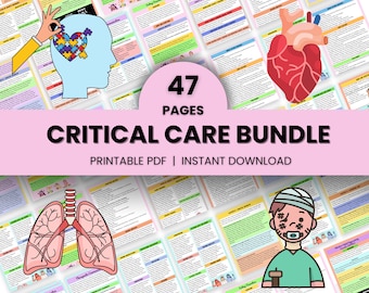 Critical Care Bundle 47 Pages | Study Guide Note | Critical Care Nurse | Printable PDF | Nursing School | Study Sheet | Digital Download PDF
