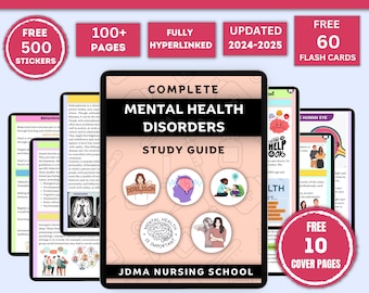 Mental Health Disorder Bundle with Flashcards or Stickers | Nursing Study Guide | Digital Download | Mental Health Study | Psychologist Tool