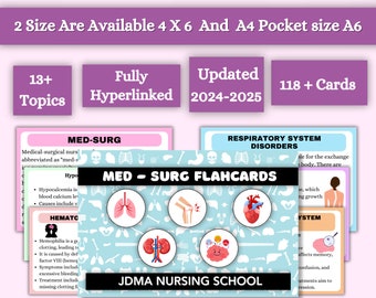 Med-Surg Flash Card with Hyperlinked | 118+FlashCard | Med-Surg Study Note | Nursing School Guide | Instant Download | Medical-Surgical Note