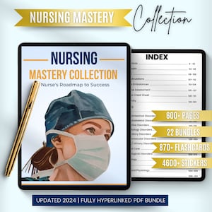 Nursing Mastery Bundle Fully Hyperlinked Nursing School Book Flashcards & Stickers Update 2024 Bundle Study notes Instant Download image 1