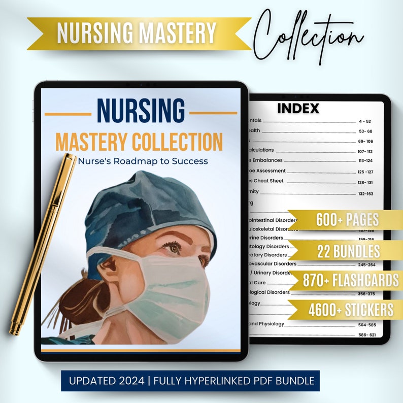 Nursing Mastery Bundle Fully Hyperlinked Nursing School Book Flashcards & Stickers Update 2024 Bundle Study notes Instant Download image 1