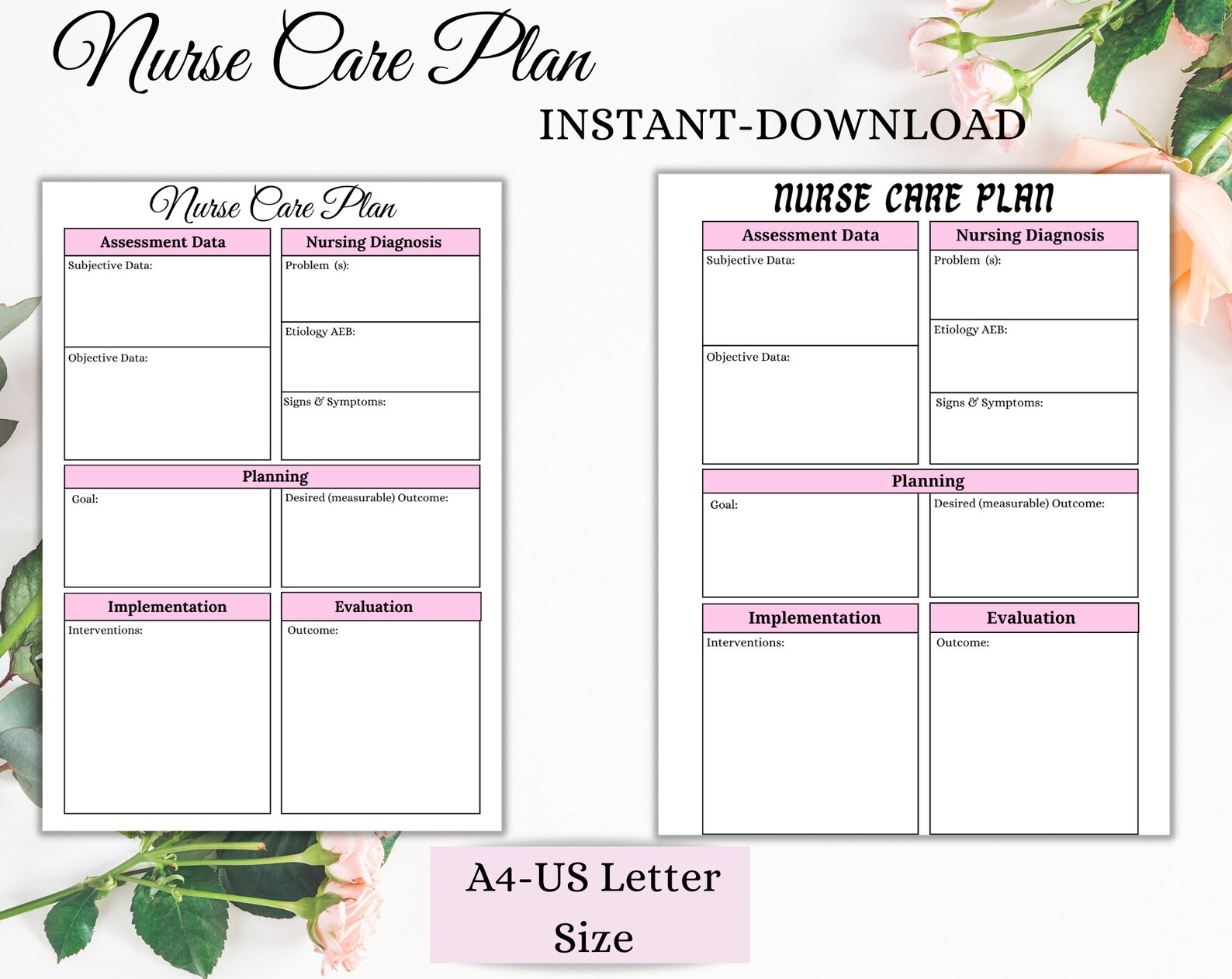Nurse Care Plan | Nursing Notes | Printable Sheet | Care Plan Template ...