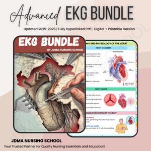 Ensemble d'électrocardiogrammes contenant des liens hypertexte avec des cartes mémoire, des autocollants, des quiz | Étude sur les soins infirmiers médicaux | Guide d'étude cardiaque | Rythmes d'électrocardiogrammes | rythme cardiaque