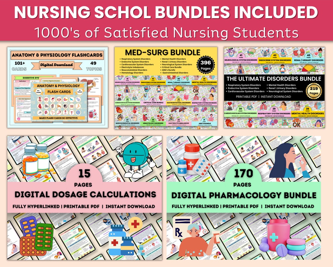 Nursing School | Whole Bundle Shop | Nursing Study Guide | Nclex Study ...