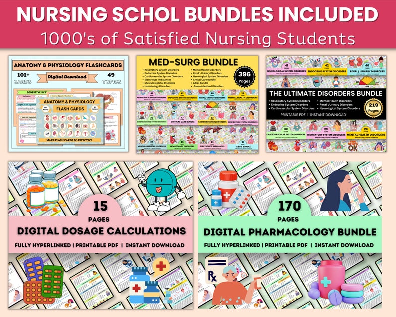 Nursing School | Whole Bundle Shop | Nursing Study Guide | Nclex Study ...