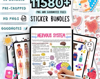 11580+ Medical Stickers Mega Bundle | Goodnotes Stickers | Nurse Stickers | Human Body Sticker | Free Digital Paper | Pre-cropped  | HD PNG