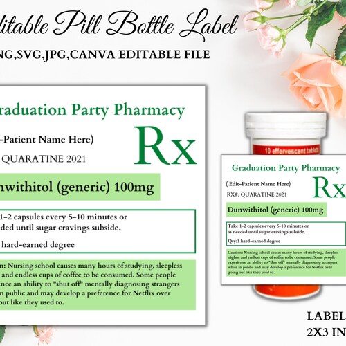 Pill Bottle Label RX Bottle Label Nurse Party Favor Pill - Etsy