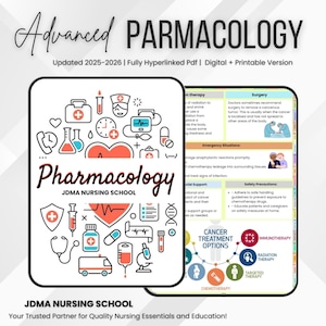Ensemble de pharmacologie avec lien hypertexte de plus de 170 pages avec cartes mémoire, jeux-questionnaires et livre audio | Notes d'allaitement | Matériel d'étude sur les soins de santé | Étudiante en soins infirmiers