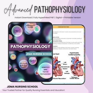 Pathophysiology Bundle with Flashcards, Quizzes, Stickers, Hyperlinked | Nursing School | Nursing Study Guide | Digital PDF