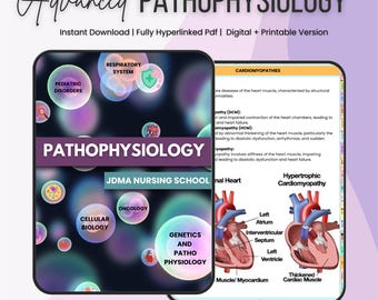 Pathophysiology Bundle with Flashcards, Quizzes, Stickers, Hyperlinked | Nursing School | Nursing Study Guide | Digital PDF