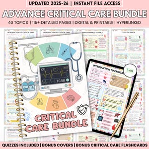 115+ Critical Care Bundle, 40+ Topics, Updated 2025-26, ICU Nurse Tools, Intensive Care Nursing, Nursing Study Pack, Clinical Nurse Tools