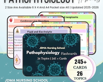 Pathophysiology Flashcard Bundle245+pages Hyperlinked | Free cover pages | Pathophysiology Study Card | Nursing School | Nursing Study Guide