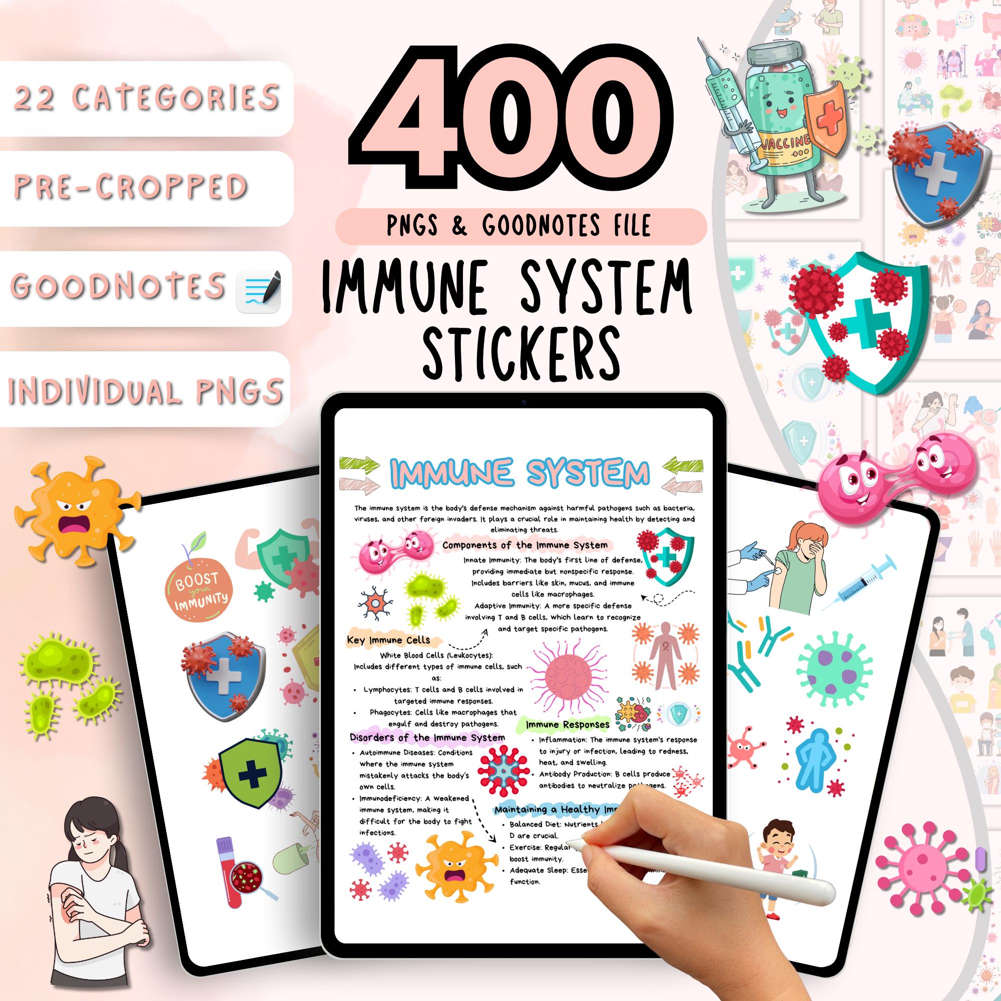 Immmunology Sticker 400+ Immunology System Stickers | Pre-cropped | Goodnotes PNG ...