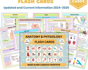 Flashcards sur l'anatomie et la physiologie | 49 thèmes ou plus de 101 pages | Notes sur l'école d'infirmières | Guide d'étude de l'anatomie | Téléchargement instantané PDF | Note médicale