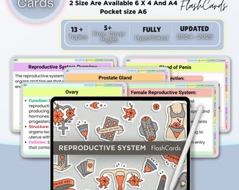 Reproductive System Flashcards Fully Hyperlinked | Human Anatomy | Free Cover Pages | Female Reproductive | Instant Download | Nursing Notes