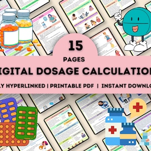 Nursing Dosage Calculation 15Pages fully Hyperlinked | Med Calculation | Medication Dosage | Dosage Calculation | Calculation Nurse
