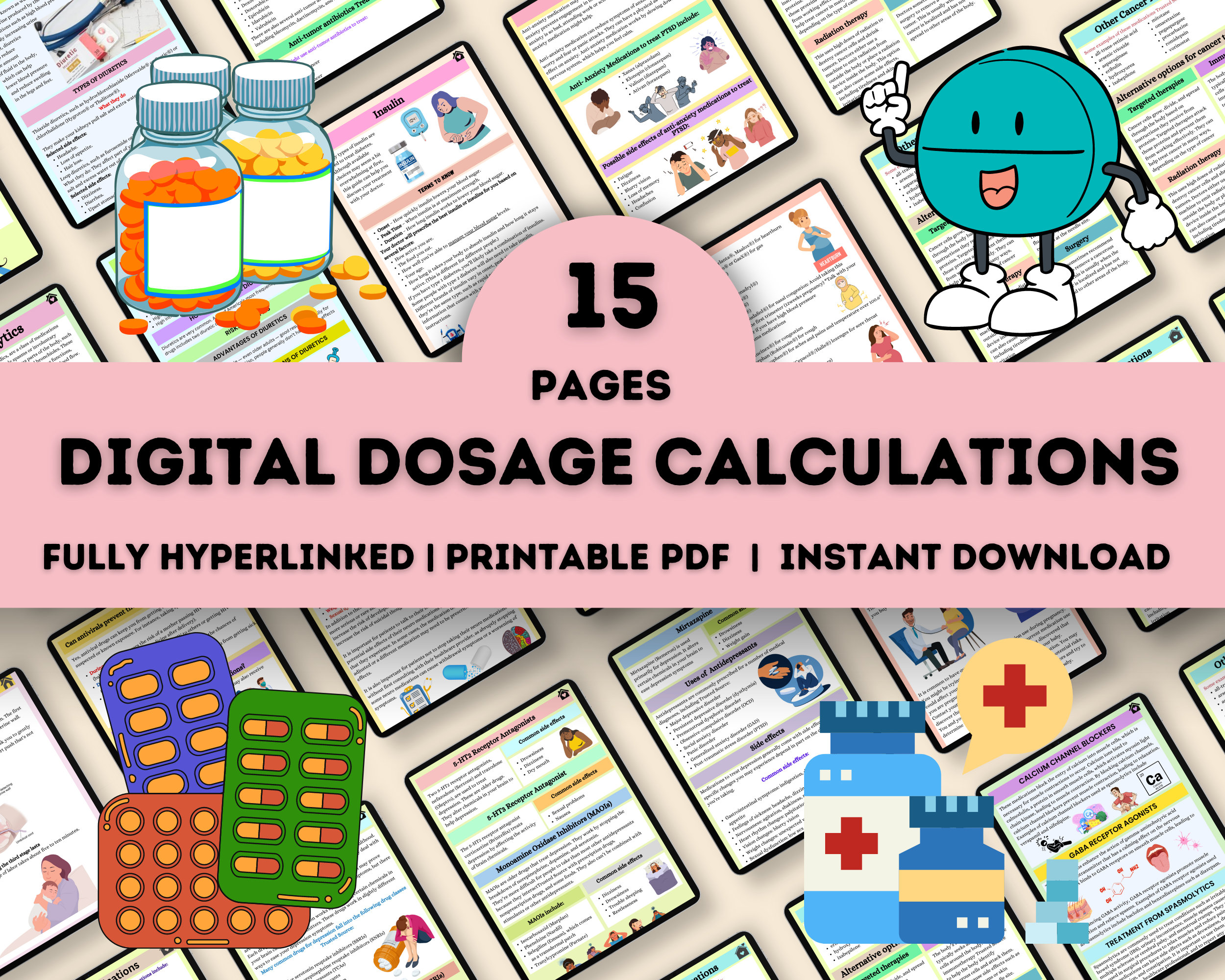 Nursing Dosage Calculation 15Pages fully Hyperlinked | Med Calculation | Medication Dosage | Dosage Calculation | Calculation Nurse