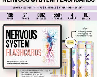 Nervous System Flashcards Hyperlinked, Med Surg Notes, Anatomy of Brain, Study Guide, Nursing School, Instant Download, Med Surg Notes