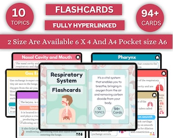 Tarjetas didácticas sobre el sistema respiratorio / Estudio de enfermería medicoquirúrgica / Apuntes de estudio / Descarga instantánea / Archivo PDF / Guía de estudio de enfermería