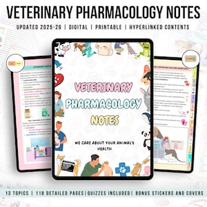 118+ veterinaire farmacologie aantekeningen gelinkt, notitie verpleegschool, bonusstickers covers quizzen, studiegids dierenarts verpleegkundige, dierenarts medisch