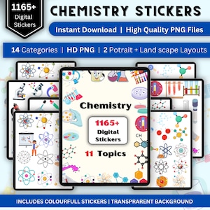 Chemistry Science Digital Stickers | Chemistry Stickers | Digital Chemistry | PNG File Stickers | Instant Download | High Quality PNG