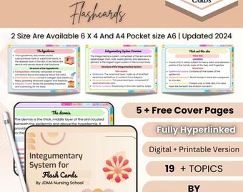 Integumentary System Flashcards Hyperlinked | Human Body Flashcard | Medical Exam Prep | Integumentary System Study Aid | Instant Download