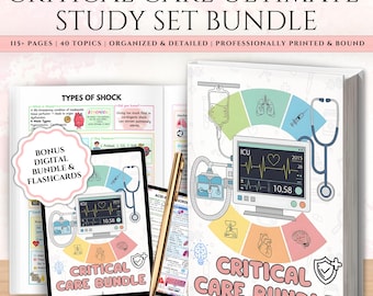 Critical Care Nursing Book | ICU Study Guide Physical Book | 115+ Pages ICU Nurse Guide | Nursing Student Gift