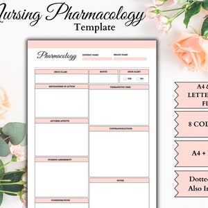 Nurse Pharmacology | Printable Sheet | Pharmacology Guide | Instant Download | Pharmacology Notes
