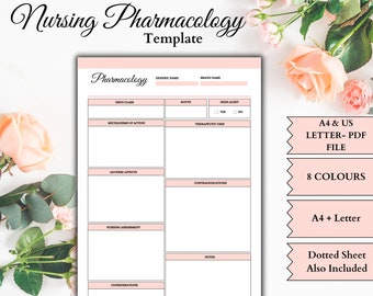 Nurse Pharmacology | Printable Sheet | Pharmacology Guide | Instant Download | Pharmacology Notes