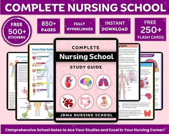 Comprehensive Nursing School Bundle with Hyperlinked | Study Guide Bundle | Nursing School Note | Digital Download | 850+Pages of Study note