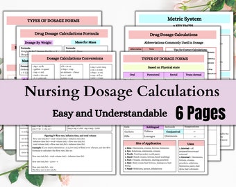 Nursing Dosage Calculations | Med Calculation | Medication Dosage | Dosage Calculation | Calculation Nursing | Printable Notes