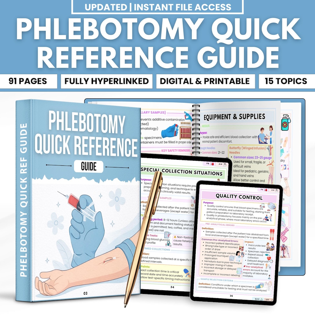 Phlebotomy Notes Phlebotomy Reference Guide PDF | Venipuncture Study Notes | Blood Draw ...